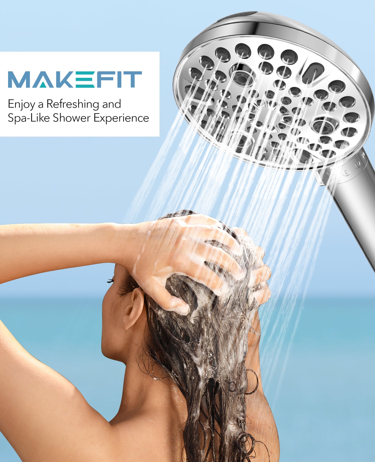 MakeFit Handheld Shower Head with Filter - High Pressure Shower Head with 10 Spray Modes, Hard Water Softener Shower Head with Hose, Bracket and Shower Filters to Remove Chlorine and Heavy Metals